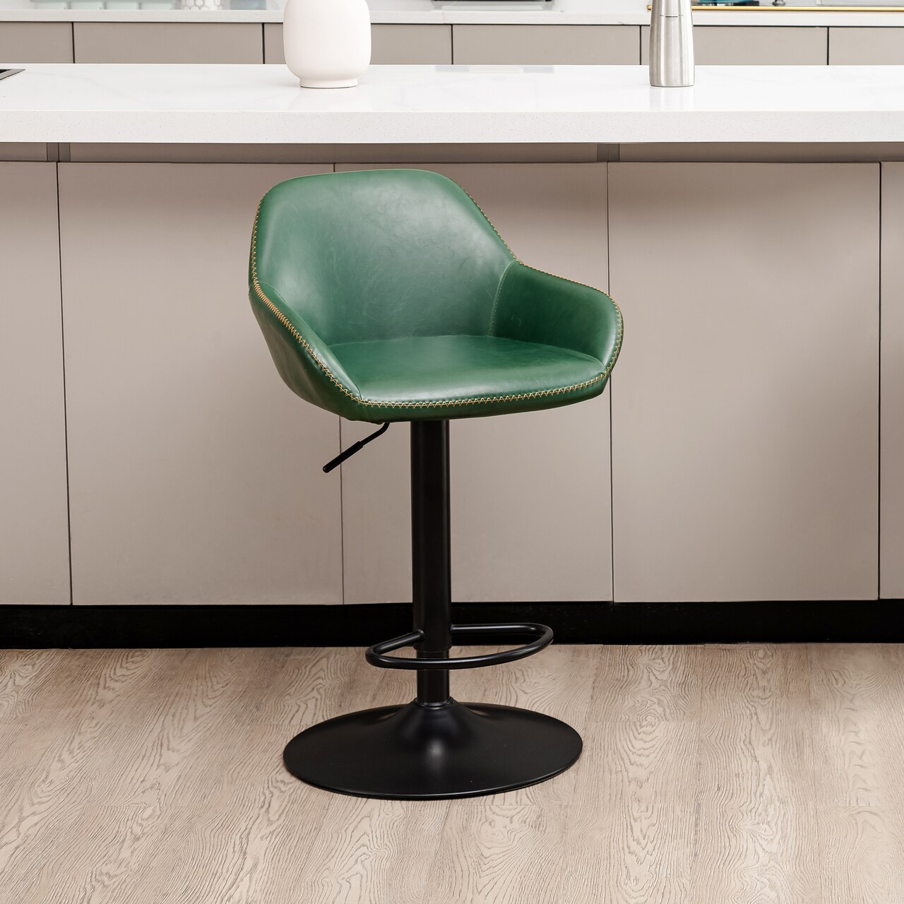 Set of 1/2/3/4 Mid-Century Modern Leatherette Gaslift Adjustable Swivel Bar Stools